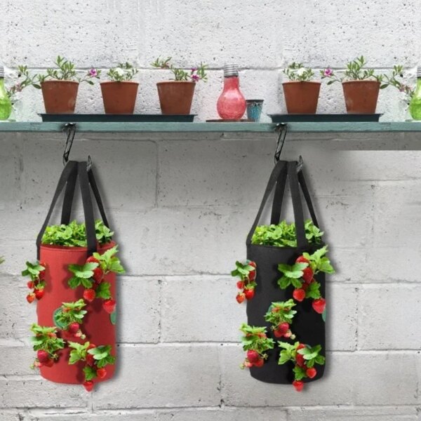 Fabric Flower Bag for Strawberry Growing,Plant Pot,Wall Hanging Planter, Vertical Vegetables,Potatoes,Greenhouse,Garden Tools