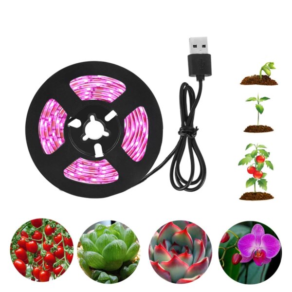 LED Grow Light Full Spectrum Phytolamp 5V USB Plant Light Strip 1m 2m 3m Phyto Lamp for Plants Flower Greenhouse Tent Hydroponic