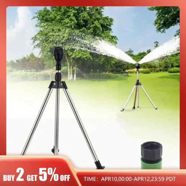 1 Set, Rotating Tripod Sprinkler Head With 360 Degree Automatic Rotation For Irrigation Sprinkler Head Suitable For Large Areas