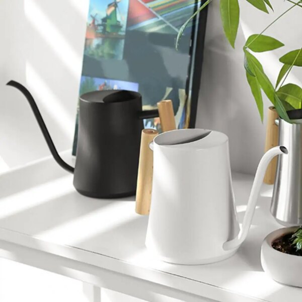 1L Gardening Watering Can Flower Potted Watering Can Long Mouth Stainless Steel Curved Mouth Watering Can