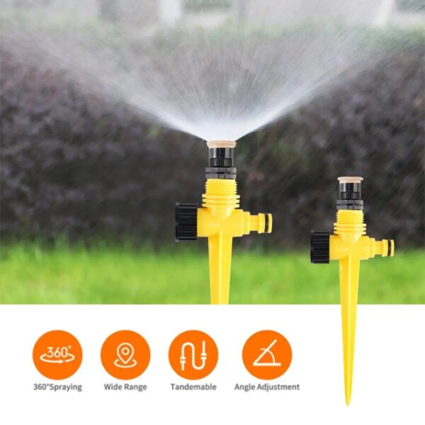 360° Garden Sprinkler Rotation Irrigation Watering System Automatic Agriculture Lawn Farm Greenhouse Spray Nozzle Tool