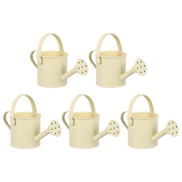 5pcs Metal Watering Can Children Garden Watering Bucket Kids Watering Pot Sprinkling Flower Kettle for Home Gardening Beige