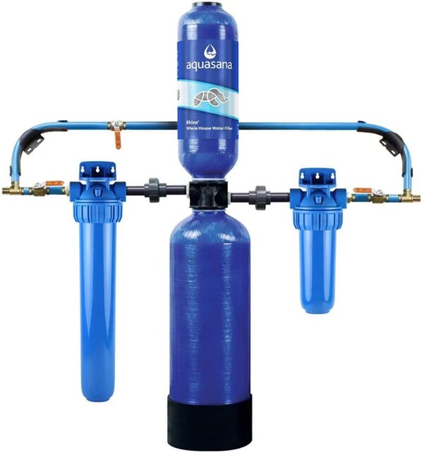 Aquasana Whole House Water Filter System - Carbon & KDF Home Water Filtration - Filters Sediment & 97% Of Chlorine -1,000,000 Gl