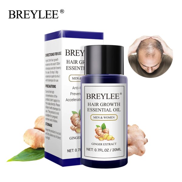 BREYLEE Hair Fast Growth Essential Oil Powerful Hair Products Nourishing Prevent Baldness Anti-Hair Loss Serum Hair Care 20ml