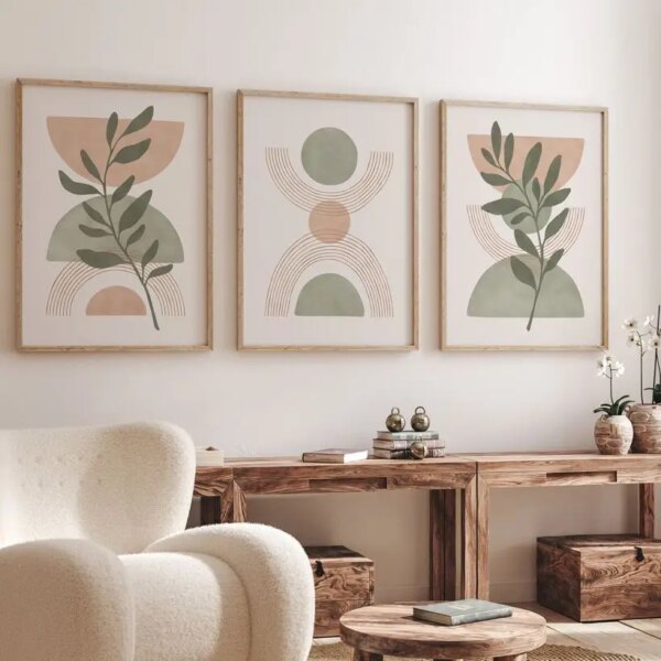 Boho Abstract Line Leaves Flower Geometry Plant Nordic Posters And Print Wall Art Canvas Painting Wall Picture Living Room Decor