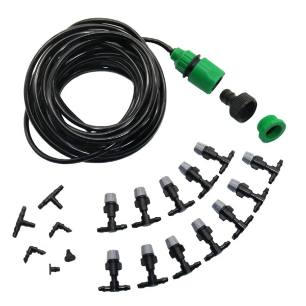 Dropshipping Fog Nozzles Micro Automatic Garden irrigation watering Kit 10m hose  Gray spray head with 4/7mm tee and connector