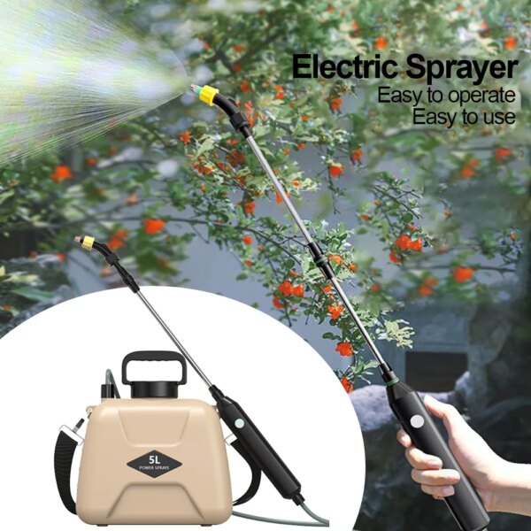 Electric 5L Sprayer Spray Gun USB Rechargeable Automatic Sprayer Plant Sprayer Bottle Sprinkler Watering Can Garden Irrigation