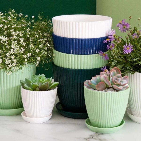 Garden Plants Pots Tray Planters Flower Green Plant Vase Multi Color Flower Seedling Nursery Pots Outdoor Indoor Home Decor